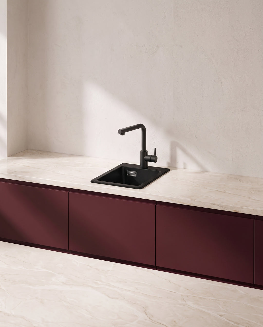 Évier compact en quartz composite noir, 30 × 45 cm - ambiance