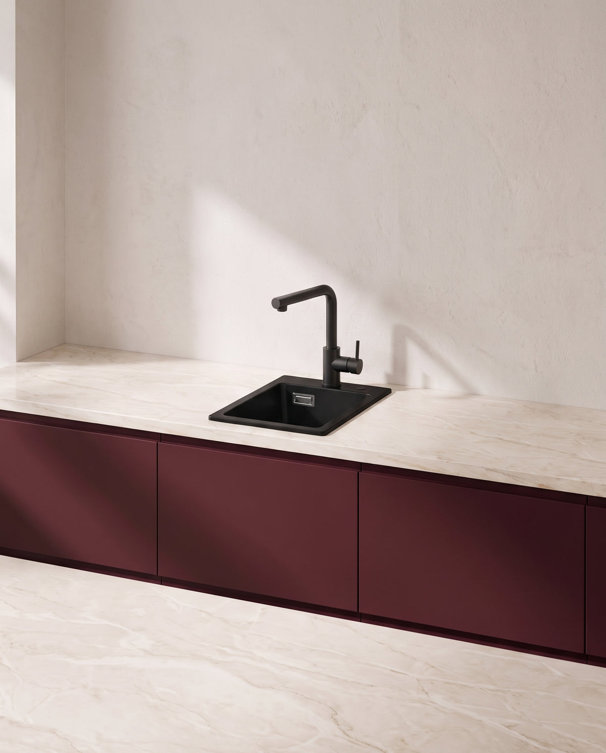 Évier compact en quartz composite noir, 30 × 45 cm - ambiance