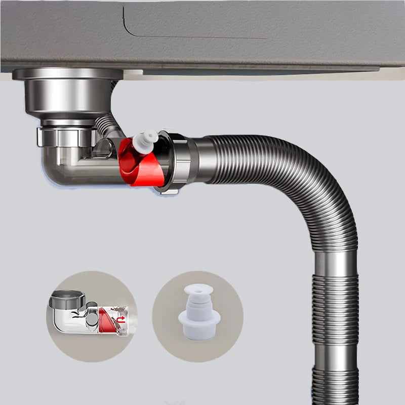 Raccords de tuyaux d'égout pour lavabo à Double évier, ensemble de tuyaux de Drainage pour évier à Double vaisselle, tuyau de vidange de cuisine Anti-odeur