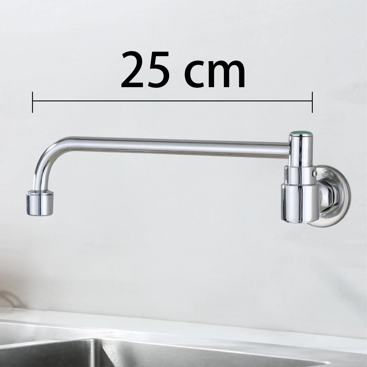 Robinet de cuisine mural en acier inoxydable, robinet d'eau froide simple, courbe inférieure, robinet d'évier mural, qualité supérieure