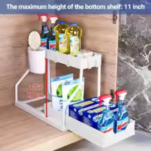 Organisateur sous évier à 2 niveaux peu encombrant, boîte de rangement extractible, organisateur de tiroir essentiel Durable de grande capacité pour cuisine et salle de bains