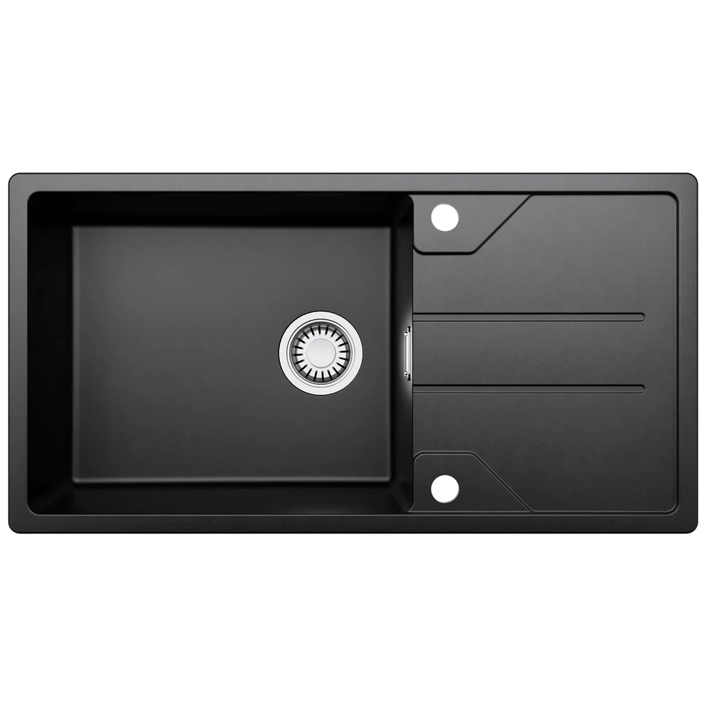 Évier noir quartz et résine 86 x 45 cm avec égouttoir