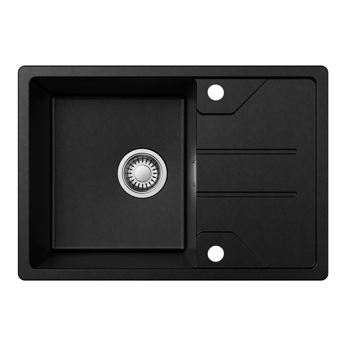 Évier noir quartz et résine 65 x 45 cm avec égouttoir