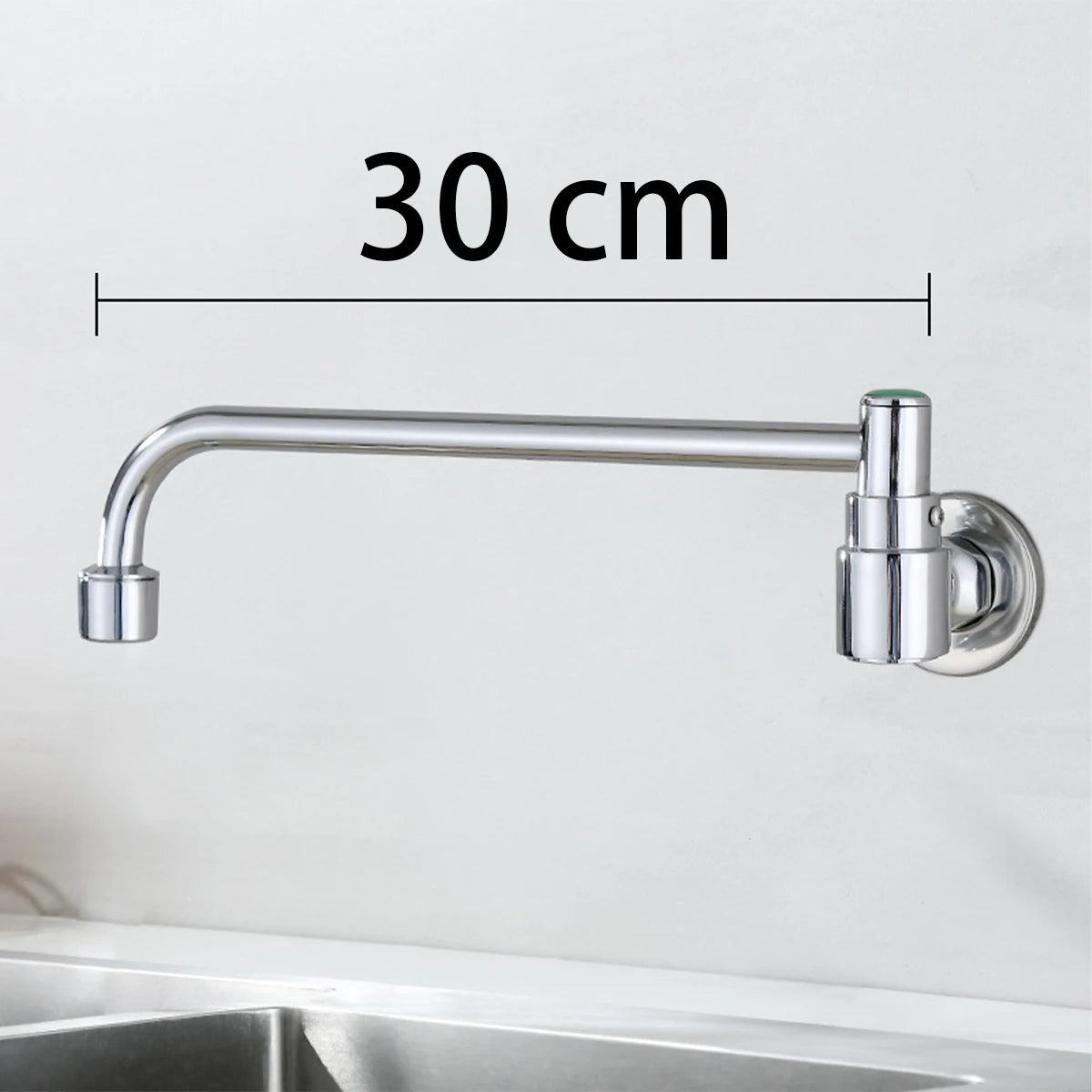 Robinet de cuisine mural en acier inoxydable, robinet d'eau froide simple, courbe inférieure, robinet d'évier mural, qualité supérieure