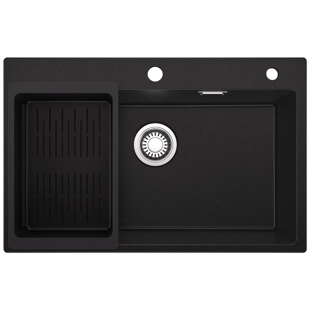 Évier granit noir 70 x 45 cm avec panier égouttoir