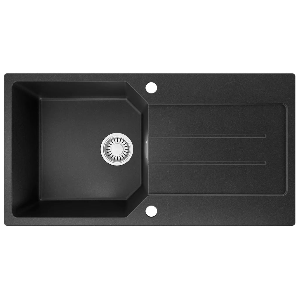 Évier noir quartz et résine 86 x 45 cm avec égouttoir
