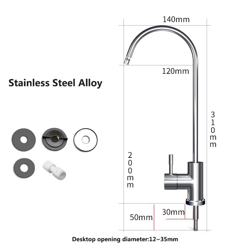 Robinet pour eau filtrée à col de cygne, 1/4 pouce