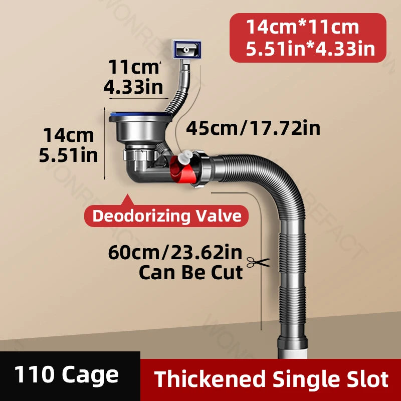 Raccords de tuyaux d'égout pour lavabo à Double évier, ensemble de tuyaux de Drainage pour évier à Double vaisselle, tuyau de vidange de cuisine Anti-odeur
