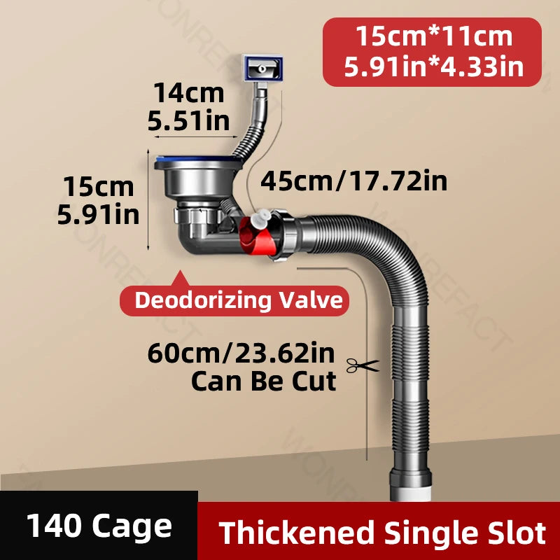 Raccords de tuyaux d'égout pour lavabo à Double évier, ensemble de tuyaux de Drainage pour évier à Double vaisselle, tuyau de vidange de cuisine Anti-odeur