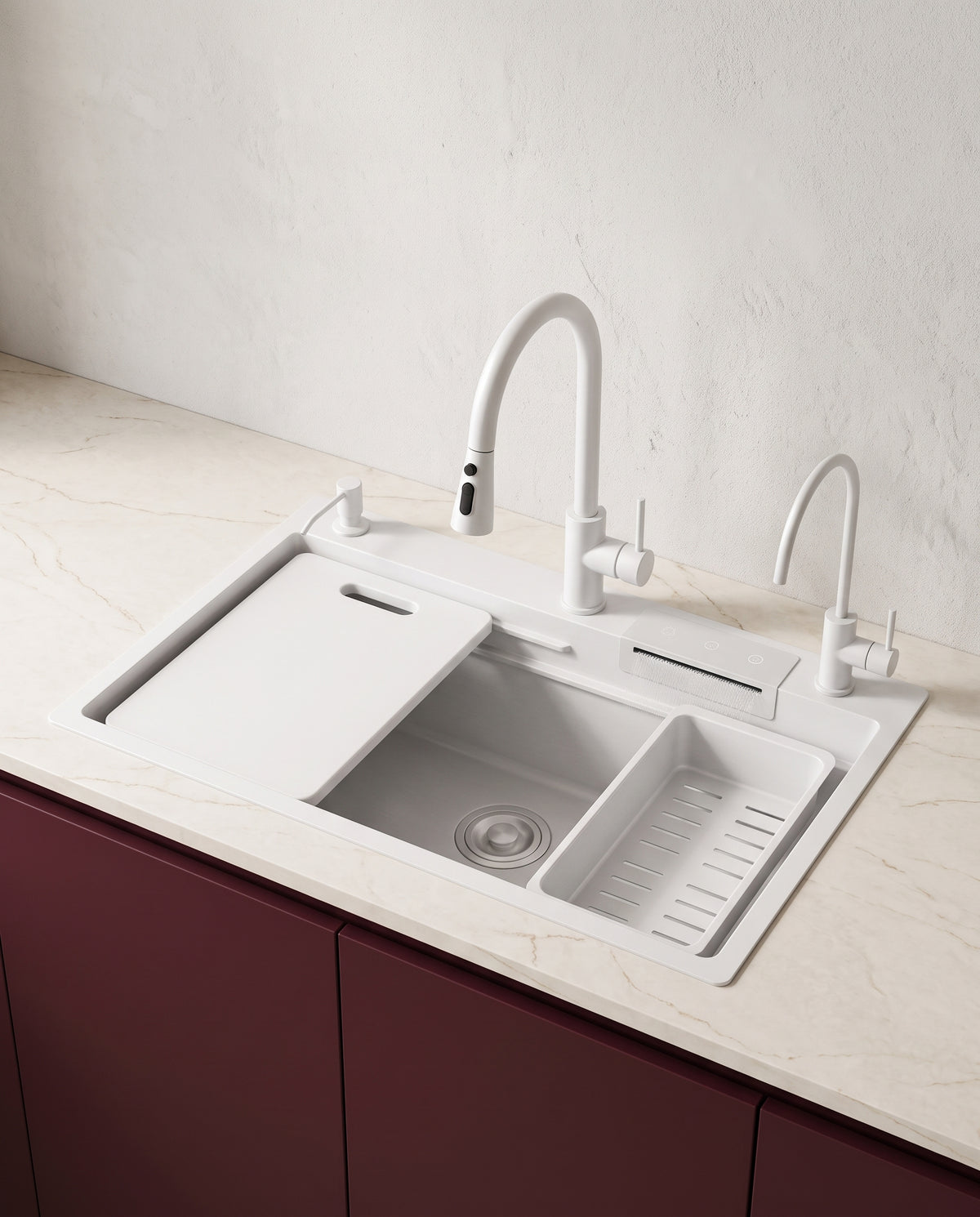 Évier cascade tactile en inox 304, 75 × 45 cm - variant