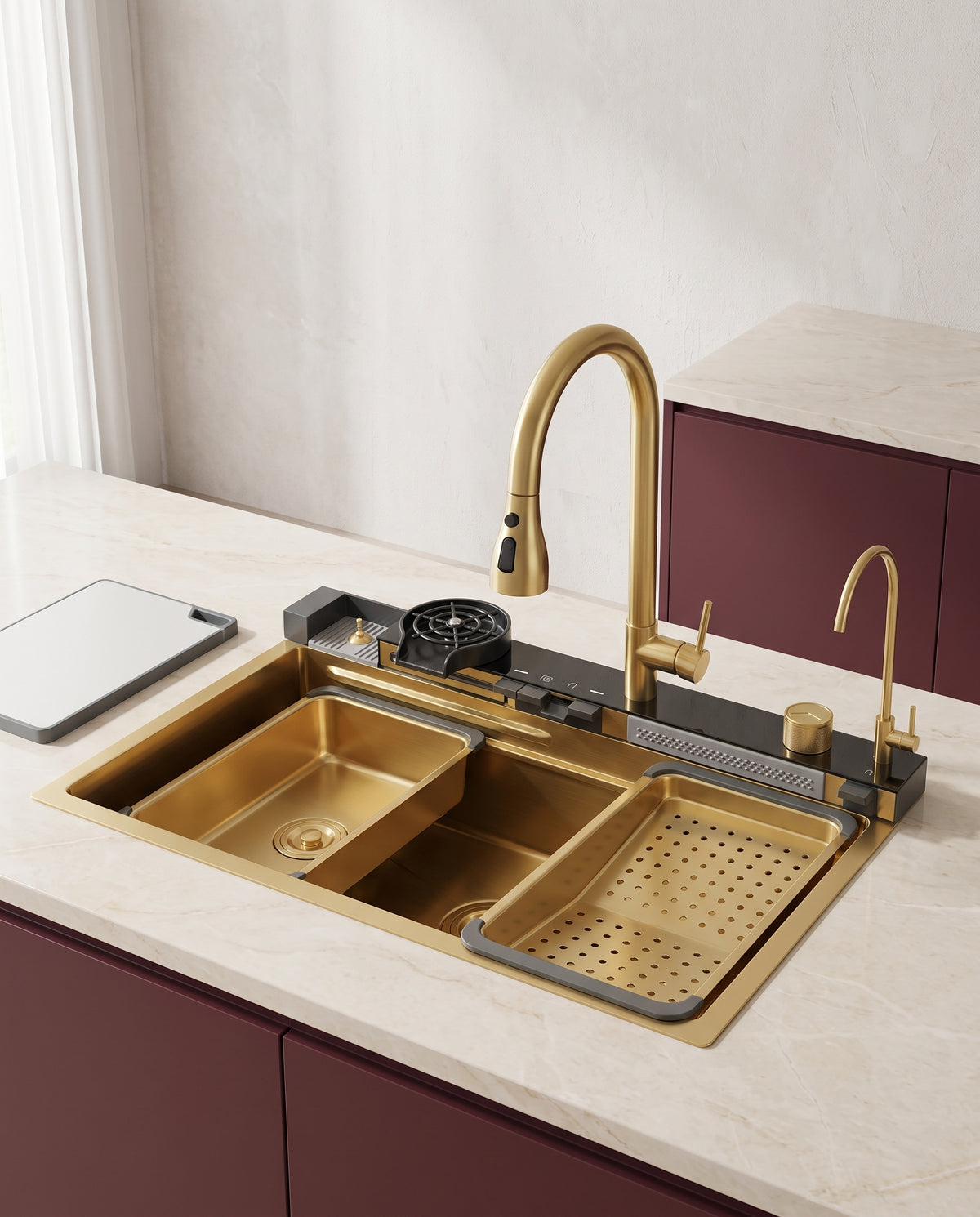 Évier cascade tactile en inox 304, 75 × 45 cm - variant
