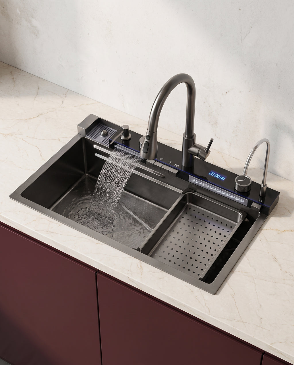 Évier cascade en inox 304, 75 × 46 cm - hero