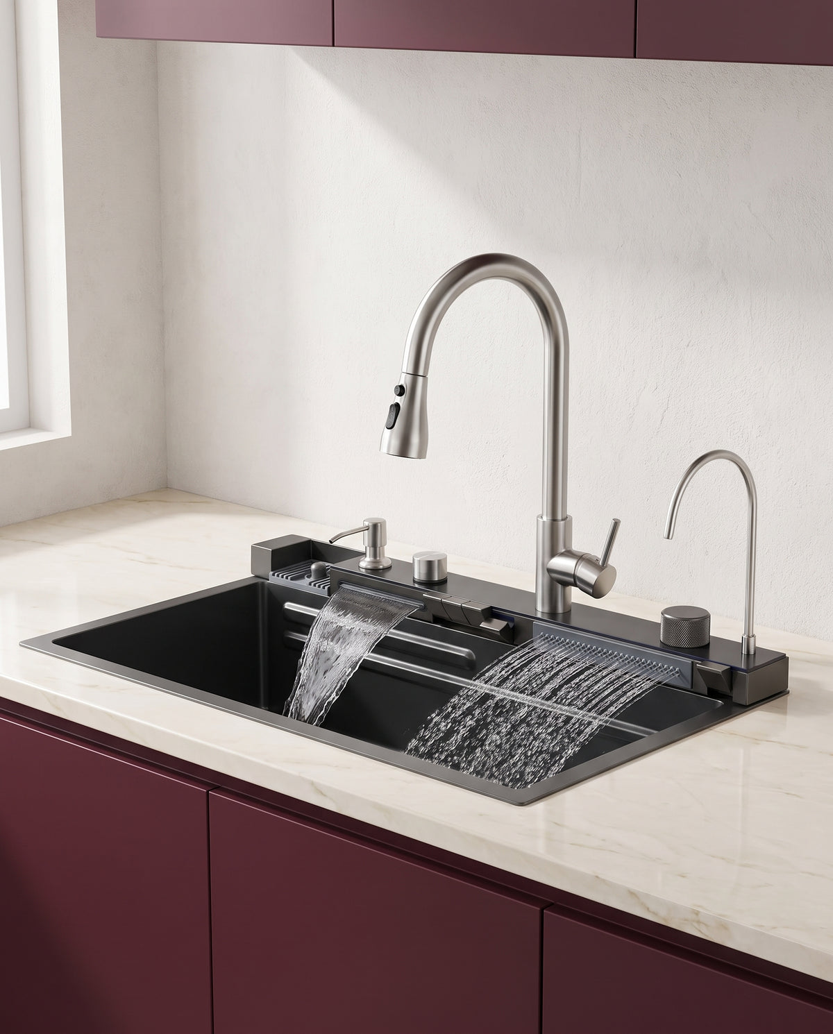 Évier de cuisine cascade en acier inoxydable 304 - hero