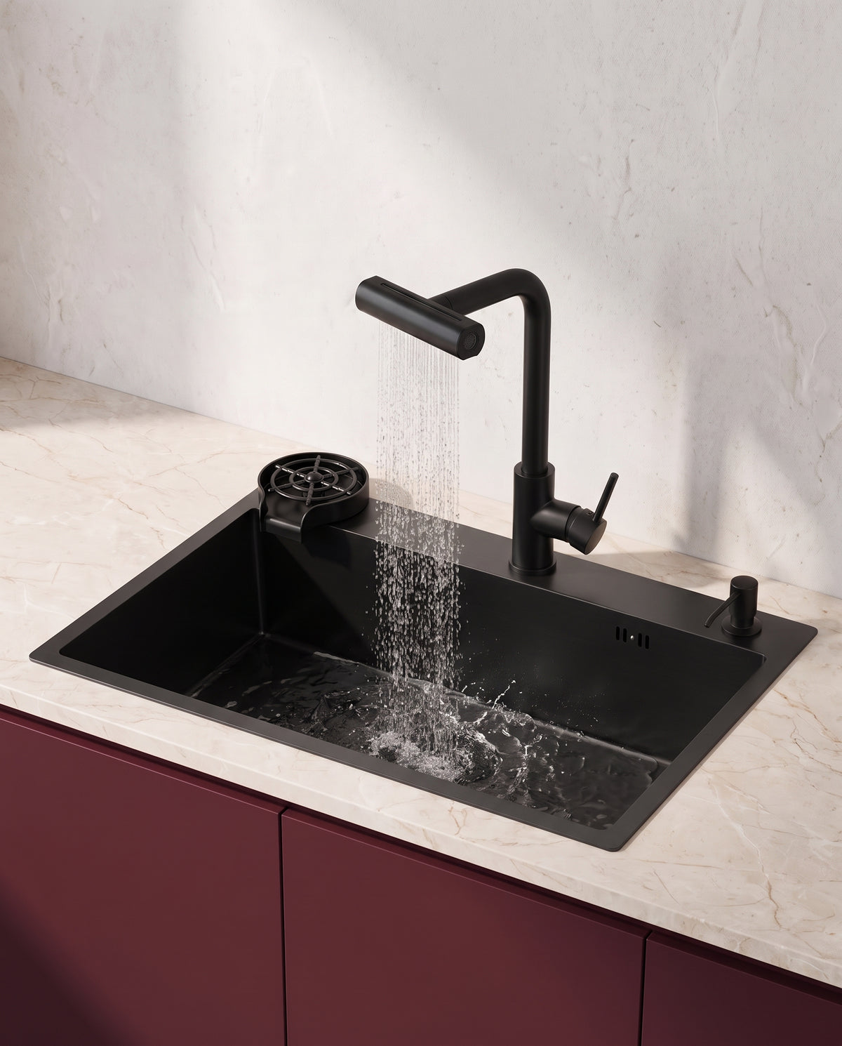 Évier cascade en inox 304 avec équipements intégrés - variant