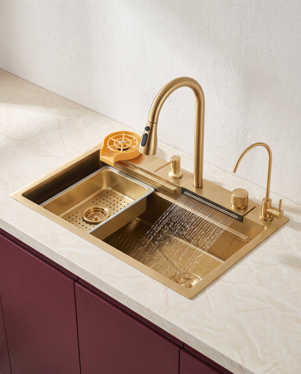 Évier cascade en inox 304 avec équipements intégrés - variant
