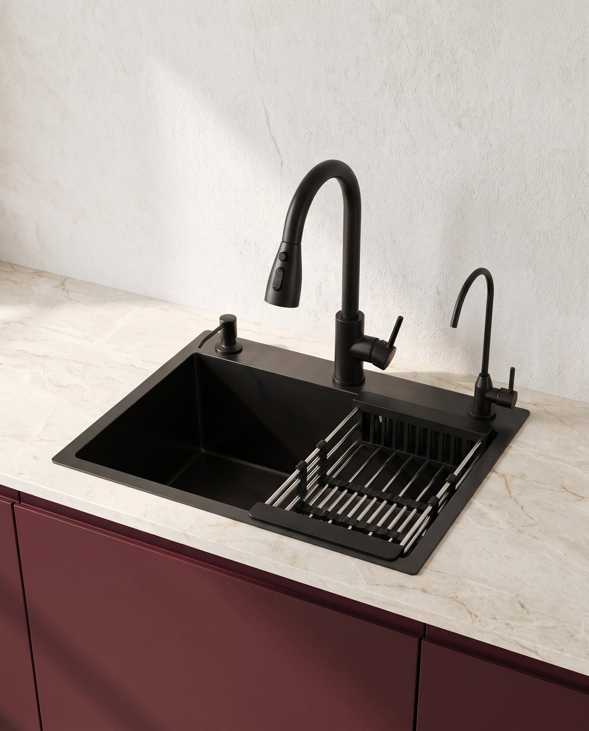 Évier cascade en inox 304 avec équipements intégrés - variant