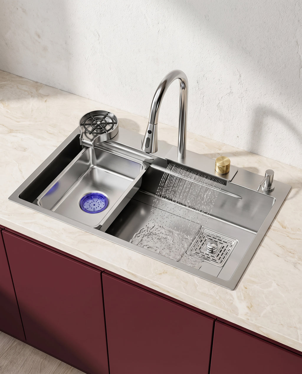 Évier 80 × 45 cm avec robinet multifonction - hero