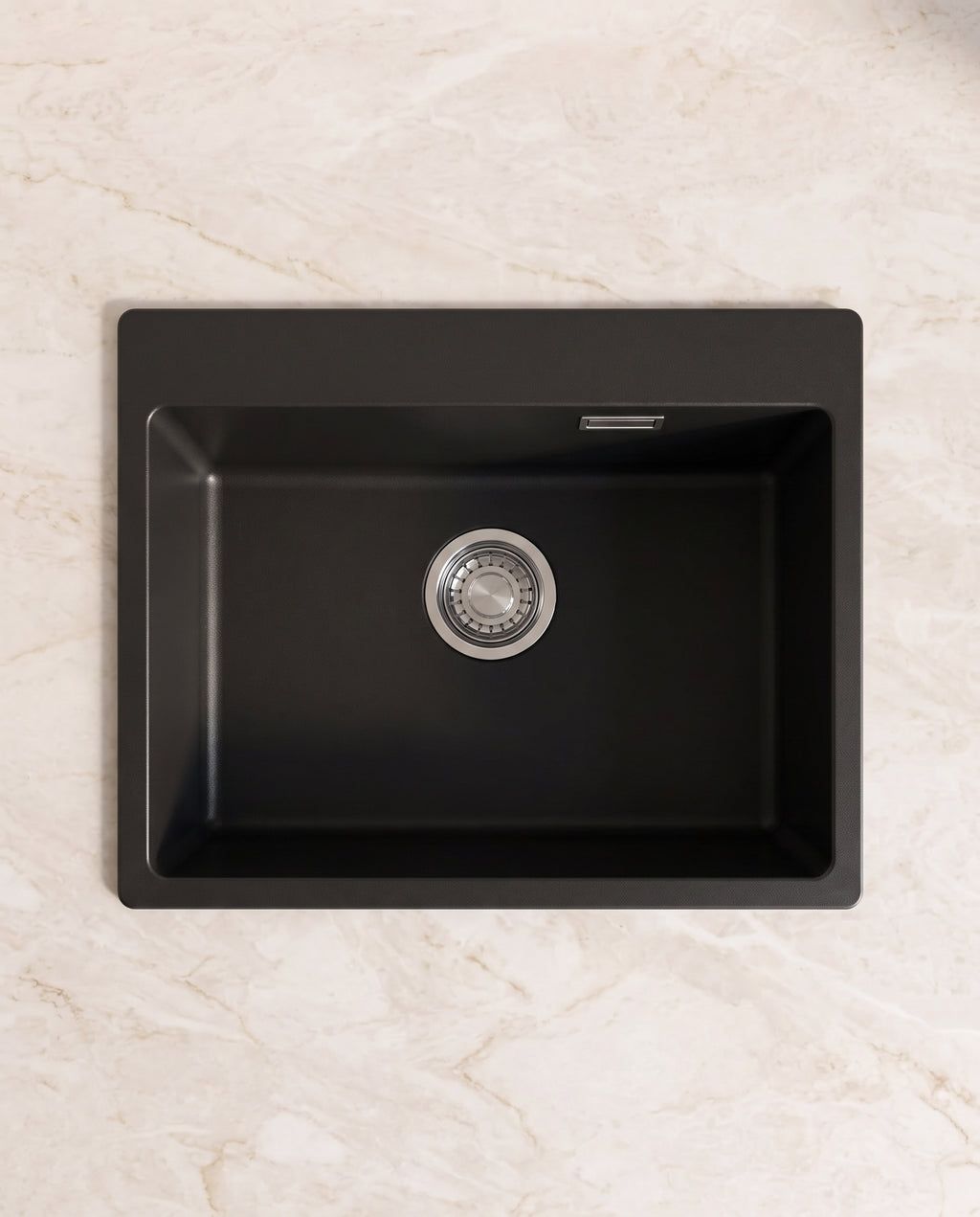 Évier une cuve en quartz noir, 60 × 45 cm - top view