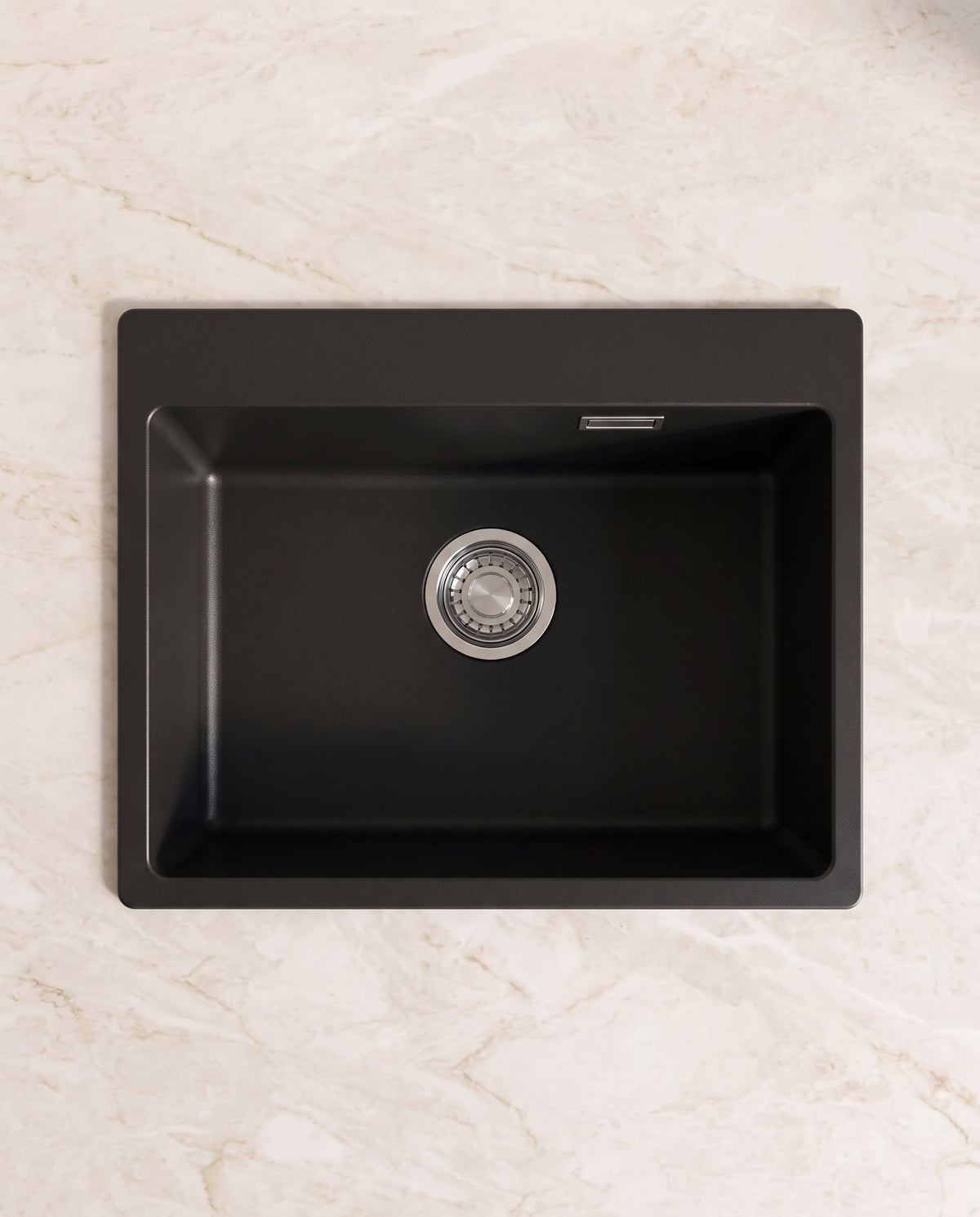 Évier une cuve en quartz noir, 60 × 45 cm - top view