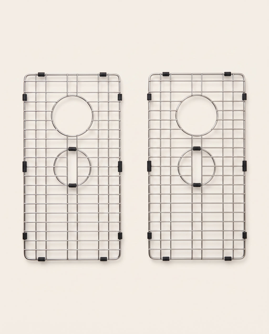 Lot de 2 grilles en inox pour évier double cuve - contents