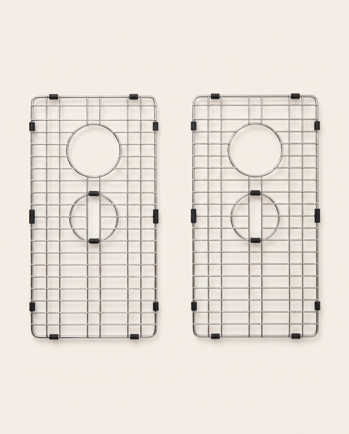 Lot de 2 grilles en inox pour évier double cuve - contents