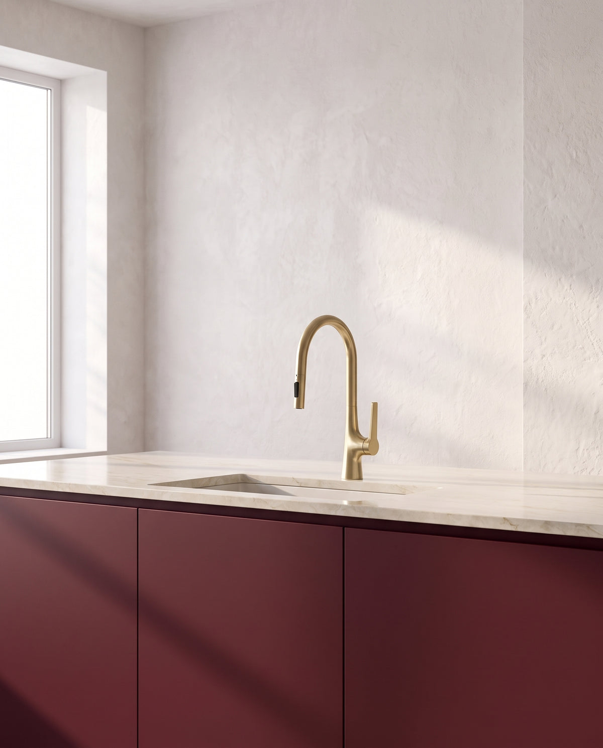 Mitigeur monotrou extractible en laiton - ambiance