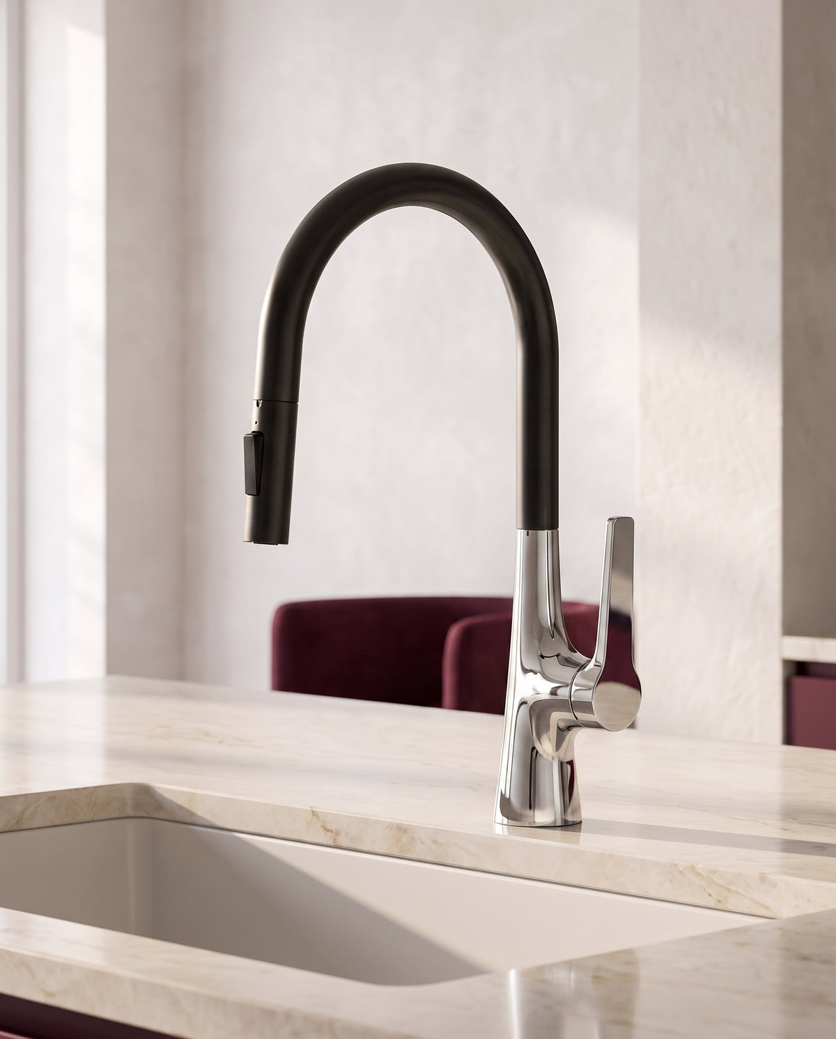 Mitigeur monotrou extractible en laiton - variant