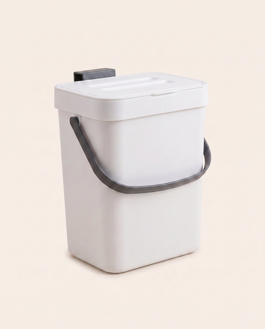 Petite poubelle suspendue en plastique avec couvercle, coloris blanc - variant
