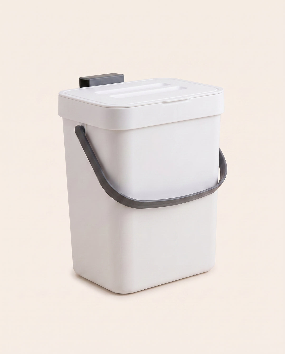 Petite poubelle suspendue en plastique avec couvercle, coloris blanc - variant