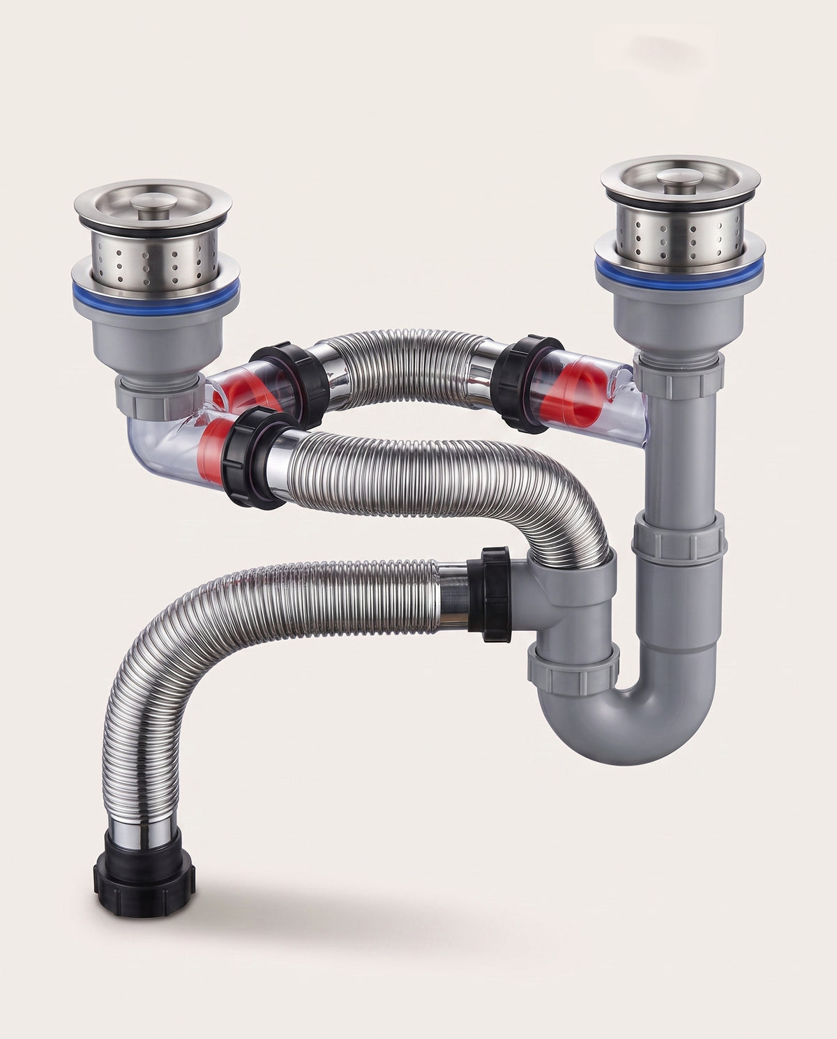 Ensemble de vidange pour évier double cuve - variant