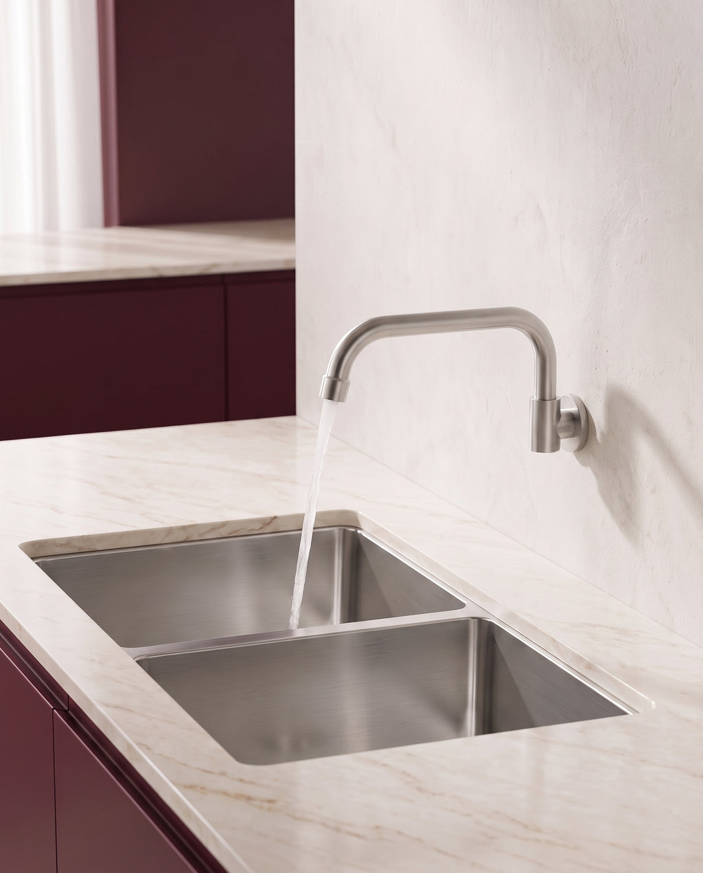 Robinet mural pour eau froide en acier inoxydable - variant