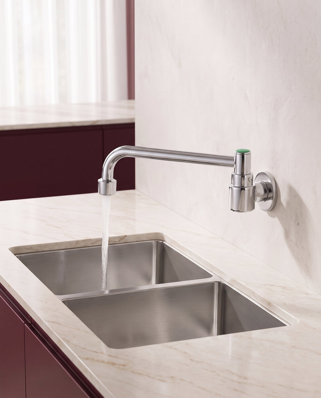 Robinet mural pour eau froide en acier inoxydable - variant