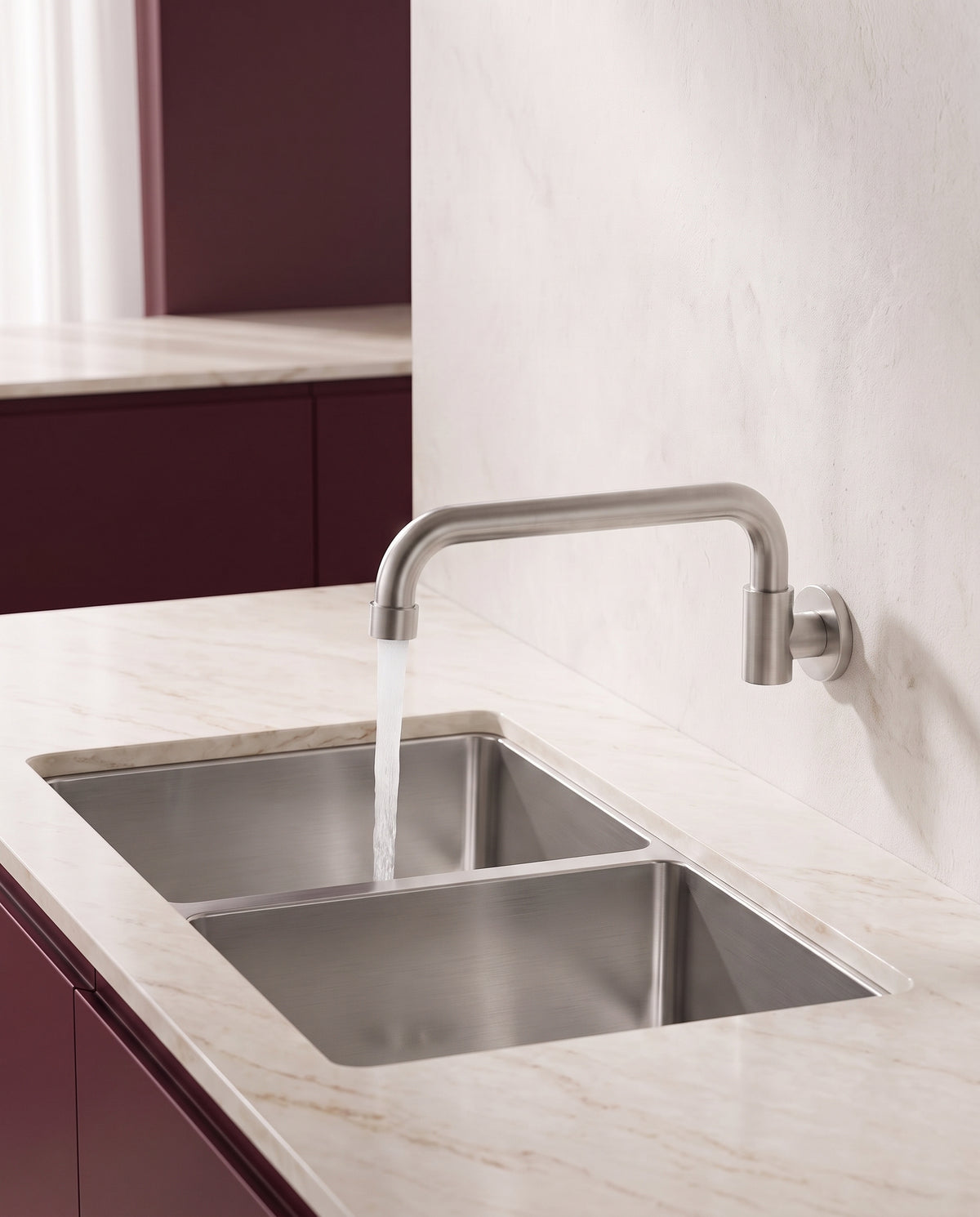 Robinet mural pour eau froide en acier inoxydable - variant