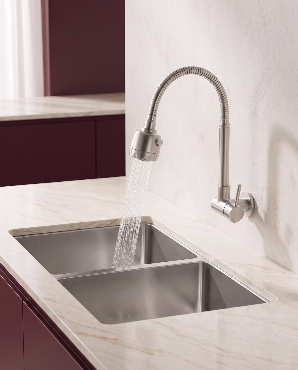 Robinet mural pour eau froide en acier inoxydable - variant