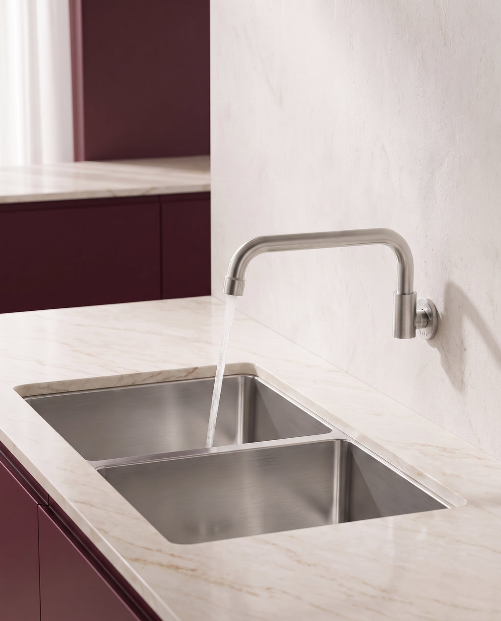 Robinet mural pour eau froide en acier inoxydable - variant