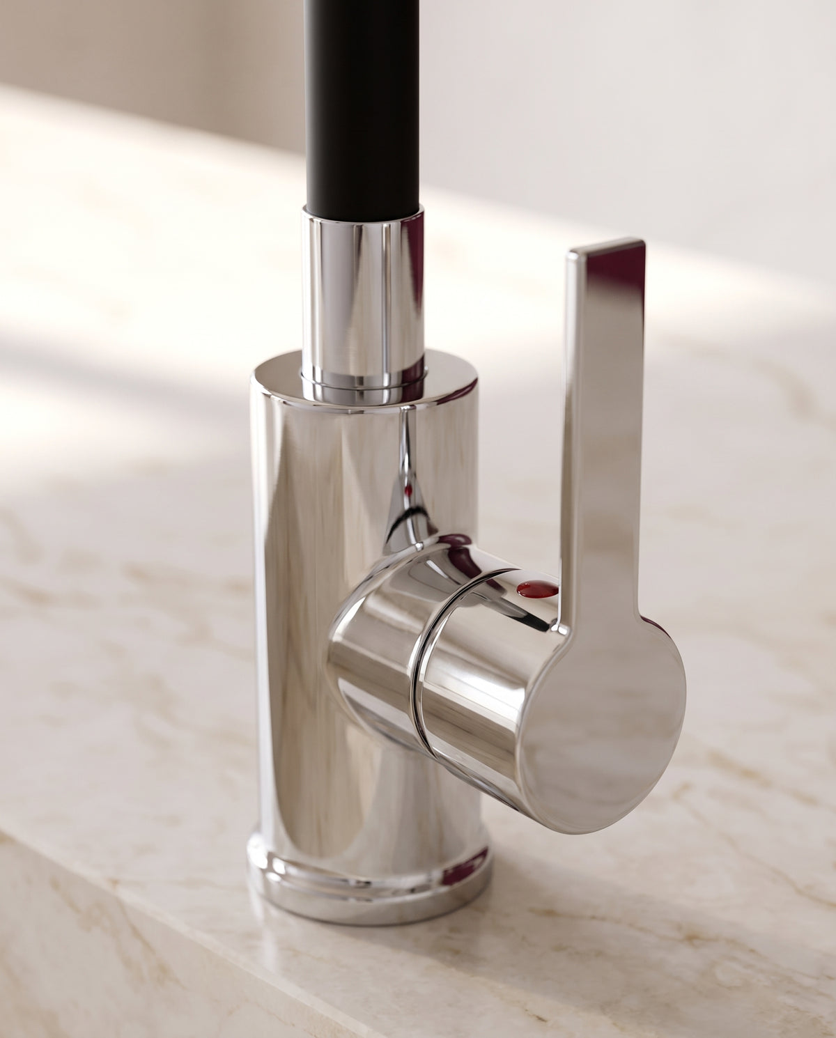 Mitigeur de cuisine pour eau chaude et froide - macro detail