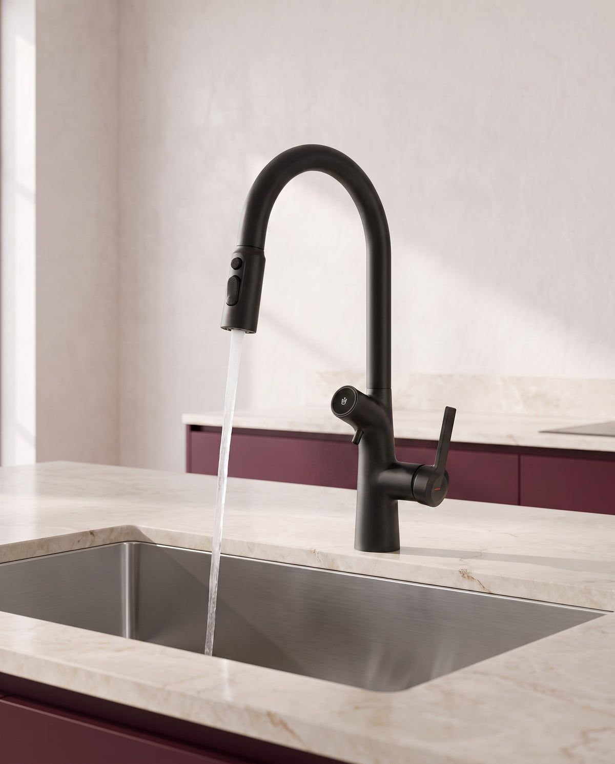 Robinet de cuisine à double bec et eau filtrée - variant
